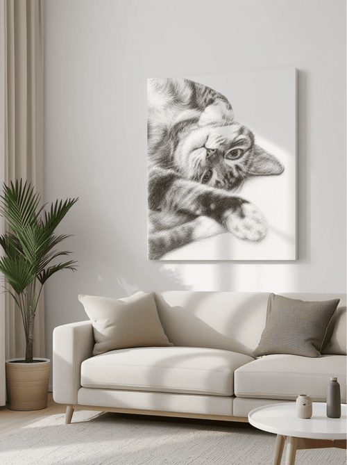 Custom Pet Portrait Canvas From Photo – Pencil Sketch - The Animal Portrait Co